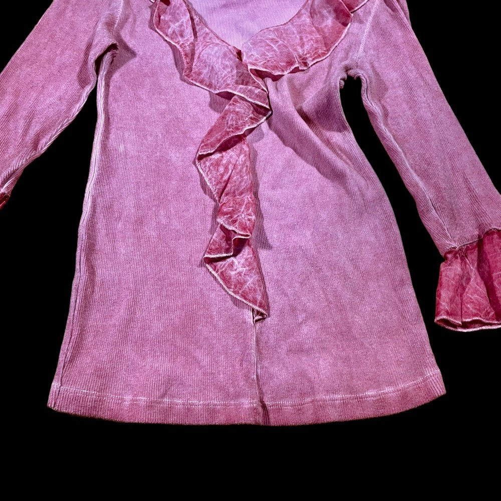 Soft Surroundings Blouse Women's XS Pink 3/4 Sleeve Ruffles - Picture 5 of 15